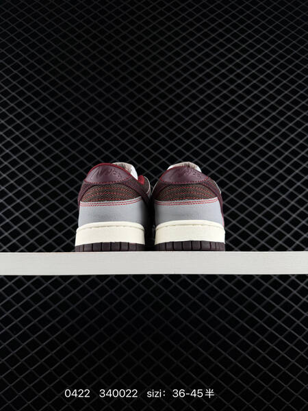Nike Dunk Low Retro Grey White Burgundy Brown with red contrast stitching EU 36-45 half sizes available skate lifestyle