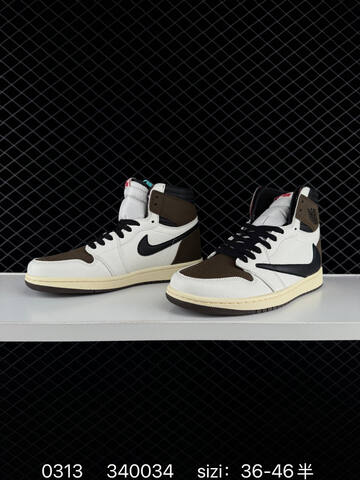 Jordan Air Jordan 1 Retro High OG Travis Scott Sail Dark Mocha Black Cream EU 36-46 Basketball Shoe - Unisex (BS-79671)