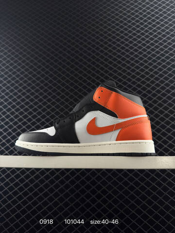 Jordan Air Jordan 1 Mid Black White Orange Sail 40-46 Basketball Shoe - Men's (BS-80682)