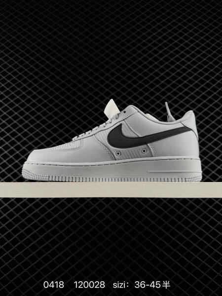 Nike Air Force 1 07 Wolf Grey with Black Swoosh EU 36-45 half sizes available lifestyle
