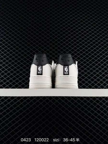 Nike Air Force 1 Low Sail white with black heel accents transparent outsole NBA themed details EU 36-45 half sizes available lifestyle