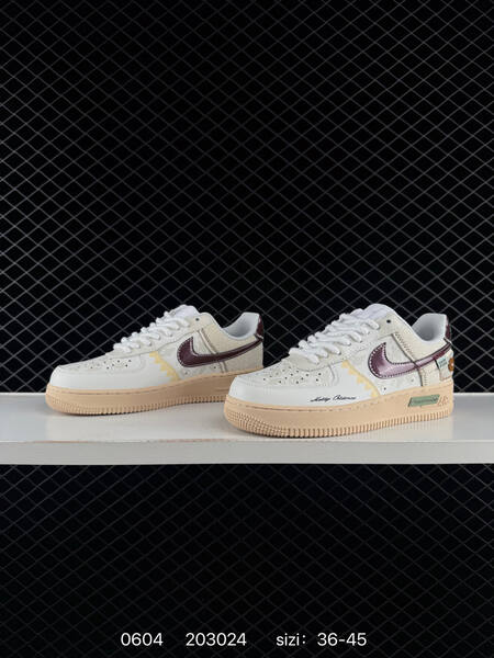 Nike Air Force 1 07 Low white beige burgundy pale yellow EU 36-45 lifestyle
