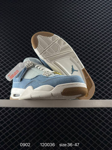 Jordan Air Jordan 4 Retro Denim Worn Blue Light Blue Blue White Gold Gum Brown EU 36-47 Basketball Shoe - Unisex (BS-80784)