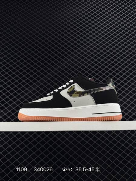 Nike Air Force 1 07 black white camouflage orange 35 5-45 5 casual lifestyle