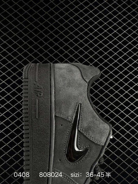 Nike Air Force 1 07 Triple Black Anthracite Suede with Glossy Black Swoosh EU 36-45 half sizes available lifestyle