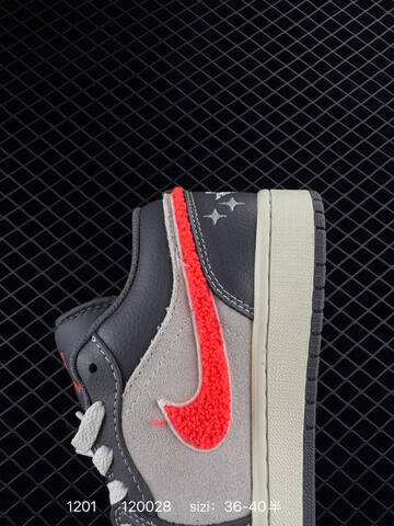 Jordan Air Jordan 1 Low Dark Grey Light Grey Bright Red Off White EU 36-40 Sneaker - Unisex (BS-80138)