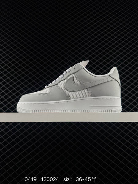 Nike Air Force 1 07 Low Light Smoke Grey White mesh EU 36-45 with half sizes lifestyle