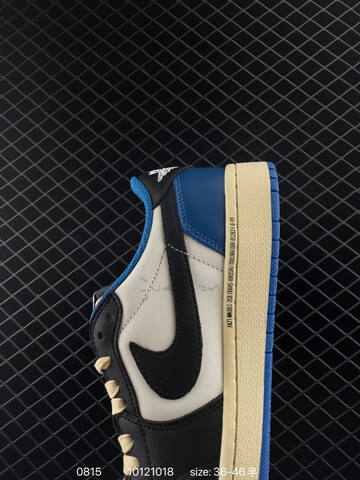 Jordan Air Jordan 1 Low Travis Scott Fragment DM7866-002 Sail Black Military Blue Cream EU 36-46 Sneaker - Unisex (BS-80910)