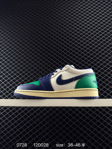 Jordan Air Jordan 1 Low 553558-147 Green Navy White Cream EU 36-46 Sneaker - Unisex (BS-81004)