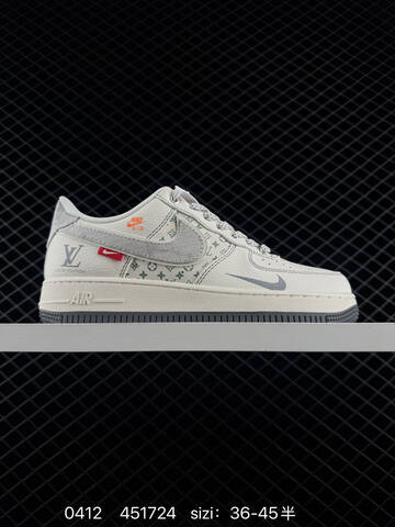 Nike Air Force 1 Low Louis Vuitton Off White Light Grey Black Red EU 36-45 Sneaker - Unisex (BS-79503)