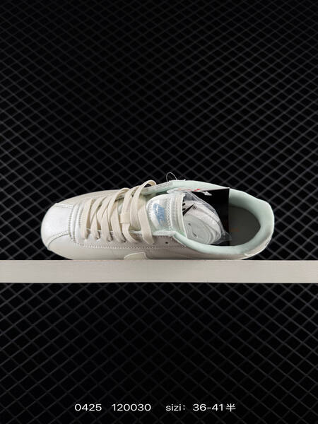 Nike Cortez Low All Petals United Pearlescent off-white with light mint accents pale blue midsole stripe iridescent Swoosh embossed star heart details EU 36-41 half sizes available lifestyle