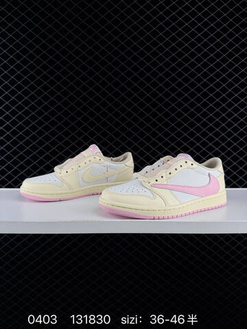 Jordan Travis Scott x Air Jordan 1 Low Cream White Pink EU 36-46 Sneaker - Unisex (BS-79552)