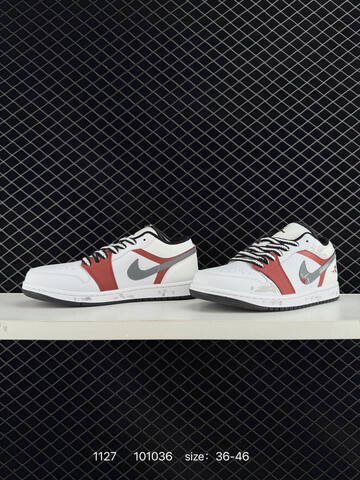 Jordan Air Jordan 1 Low White Red Grey Black EU 36-46 Sneaker - Unisex (BS-80175)