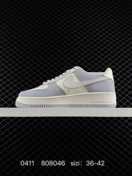 Nike Air Force 1 07 LV8 Light grey cream white lavender purple with glitter rose Swoosh and pearl charm EU 36-42 lifestyle
