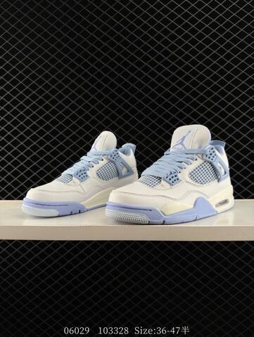 Jordan Air Jordan 4 Retro Aluminum White Light Blue Cream EU 36-47 Basketball Shoe - Unisex (BS-81128)