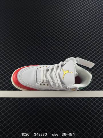 Jordan Air Jordan 3 Retro Hide And Sneak White Red Green Cream Gold EU 36-45 Basketball Shoe - Unisex (BS-80440)