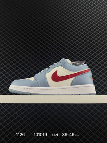 Jordan Air Jordan 1 Low Light Blue Sail Red White EU 36-46 Sneaker - Unisex (BS-80185)