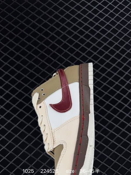 Nike SB Dunk Low beige olive white with burgundy swoosh and leopard print collar 36-45 skate lifestyle