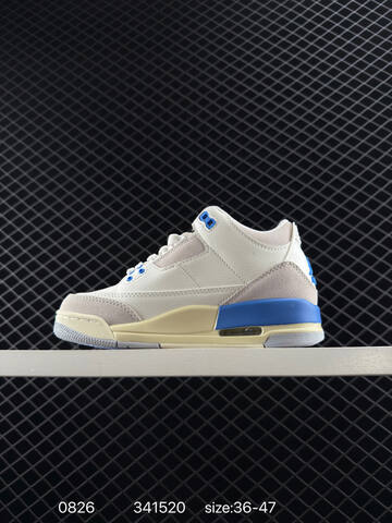 Jordan Air Jordan 3 Retro White Grey Blue Cream EU 36-47 Basketball Shoe - Unisex (BS-80827)