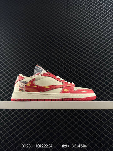 Jordan Air Jordan 1 Low Travis Scott Custom Beige Red White EU 36-45 Sneaker - Unisex (BS-80612)