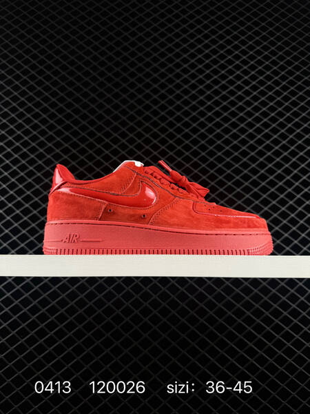 Nike Air Force 1 07 Low Triple Red suede with patent red accents EU 36-45 lifestyle