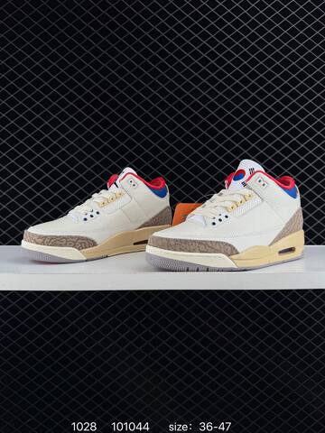 Jordan Air Jordan 3 Retro Seoul 2 0 Sail Beige Brown Red Blue EU 36-47 Basketball Shoe - Unisex (BS-80418)