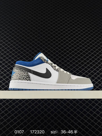 Jordan Air Jordan 1 Low DM1199 100 White Grey Black Blue EU 36-46 Sneaker - Unisex (BS-79878)