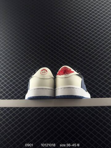 Jordan Air Jordan 1 Low OG SP Travis Scott DM7866-104 Sail Black Navy Blue Red White EU 36-45 Sneaker - Unisex (BS-80792)