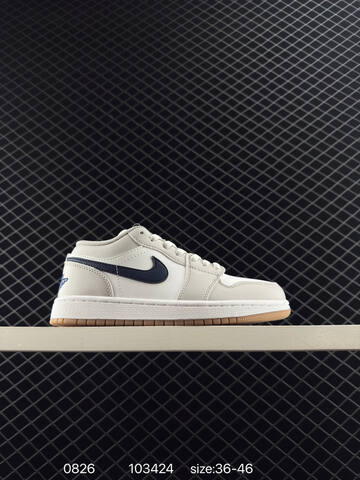 Jordan Air Jordan 1 Low White Grey Navy Gum EU 36-46 Sneaker - Unisex (BS-80829)