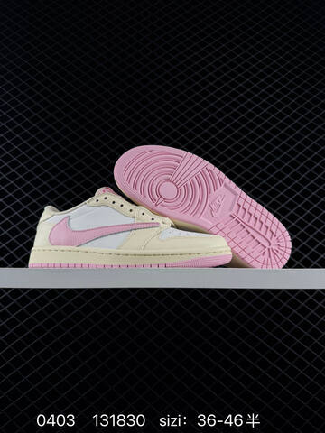 Jordan Travis Scott x Air Jordan 1 Low Cream White Pink EU 36-46 Sneaker - Unisex (BS-79552)