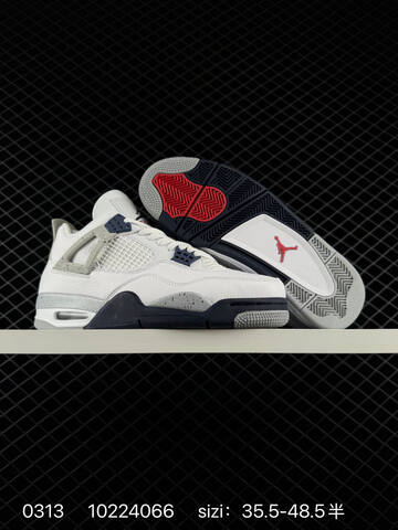 Jordan Air Jordan 4 Retro White Grey Navy Red EU 35 5-48 5 Basketball Shoe - Unisex (BS-79668)