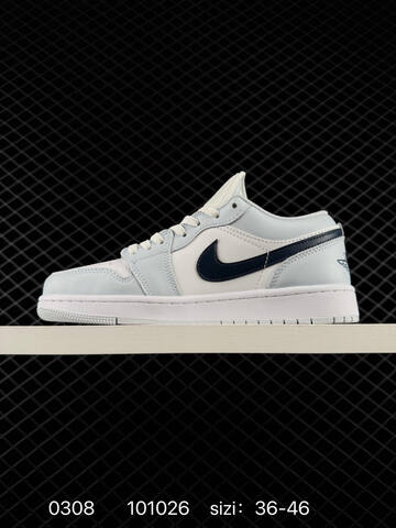 Jordan Air Jordan 1 Low White Light Grey Dark Navy EU 36-46 Sneaker - Unisex (BS-79687)
