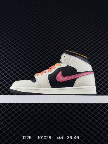 Jordan Air Jordan 1 Mid Sail Black Pink Orange EU 36-46 Basketball Shoe - Unisex (BS-79991)
