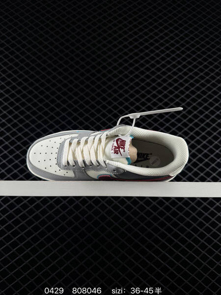 Nike Air Force 1 07 LV8 gray white with burgundy and light blue accents 36-45 lifestyle