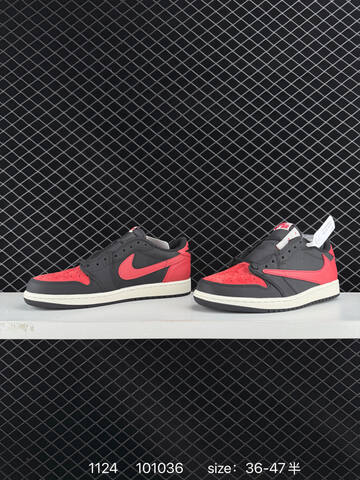 Jordan Air Jordan 1 Low OG SP Travis Scott Black Red Sail EU 36-47 Sneaker - Unisex (BS-80203)