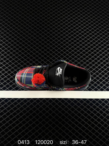 Nike SB Dunk Low HF3063-001 Red Navy Yellow Black Plaid with Black Swoosh Translucent Blue Outsole Pom-Pom Accent EU 36-47 skate lifestyle