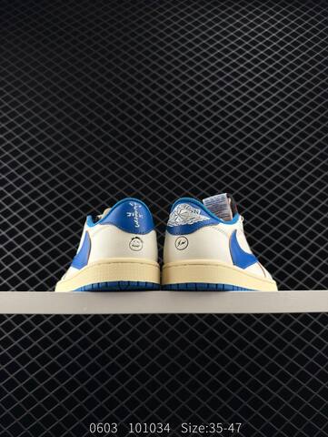 Jordan Air Jordan 1 Low OG Travis Scott Fragment Design White Blue Cream Brown Black EU 35-47 Sneaker - Unisex (BS-81266)