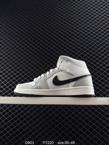 Jordan Air Jordan 1 Mid Light Grey White Black EU 36-46 Basketball Shoe - Unisex (BS-80773)