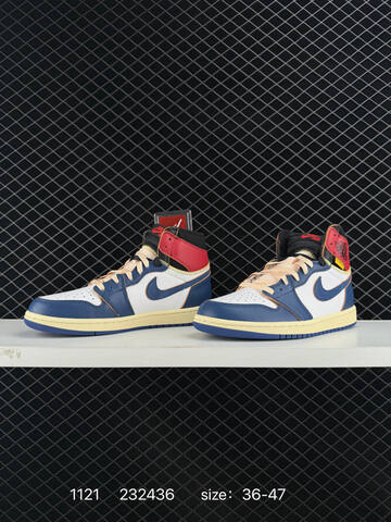 Jordan Union x Air Jordan 1 Retro High PK NRG White Blue Red Black Cream EU 36-47 Basketball Shoe - Unisex (BS-80219)
