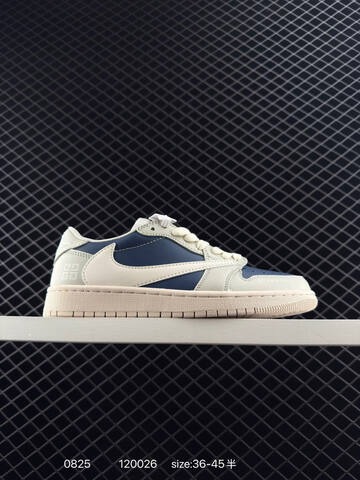Jordan Air Jordan 1 Low Travis Scott Reverse Mocha Custom Sail Navy Blue White EU 36-45 Sneaker - Unisex (BS-80838)