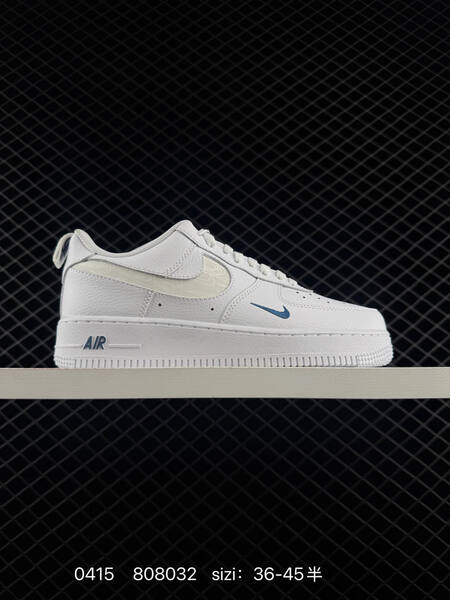 Nike Air Force 1 07 Multiple colorways all-white white with gold accents white with blue mini swoosh light blue with cream accents EU 36-45 half sizes available lifestyle