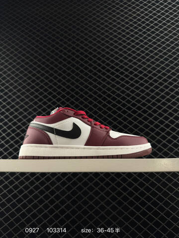 Jordan Air Jordan 1 Low White Maroon Black Red EU 36-45 Sneaker - Unisex (BS-80618)