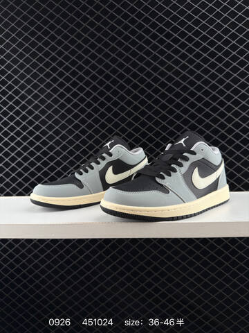 Jordan Air Jordan 1 Low Light Grey Black Cream EU 36-46 Sneaker - Unisex (BS-80628)