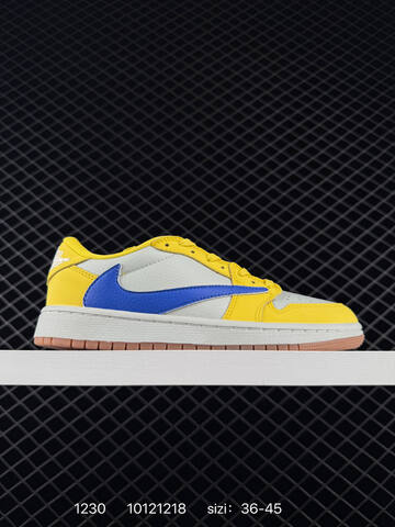 Jordan Travis Scott x Fragment Design x Air Jordan 1 Low OG Yellow Blue White Gum EU 36-45 Sneaker - Unisex (BS-79937)