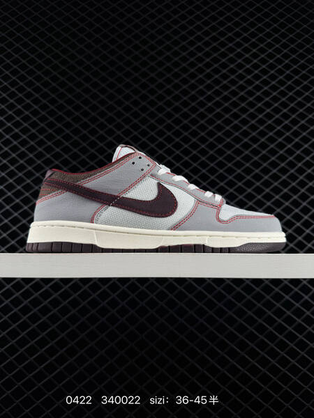 Nike Dunk Low Retro Grey White Burgundy Brown with red contrast stitching EU 36-45 half sizes available skate lifestyle