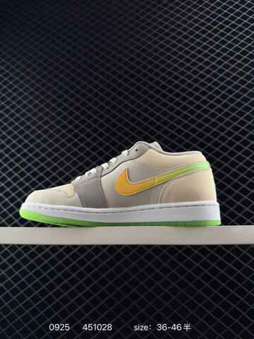Jordan Air Jordan 1 Low Erase Your Mistakes Beige Grey Gold Neon Green White EU 36-46 Skate Shoe - Unisex (BS-80637)