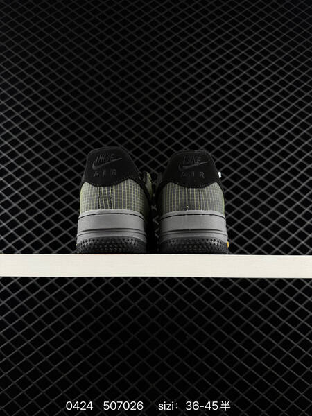 Nike Air Force 1 Black with neon yellow grid pattern grey midsole black outsole EU 36-45 half sizes available lifestyle