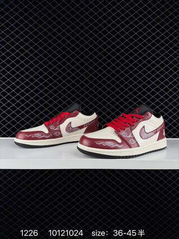 Jordan Air Jordan 1 Low 553558-040 Sail Burgundy Red Black White EU 36-45 Sneaker - Unisex (BS-79989)