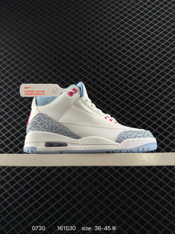 Jordan Air Jordan 3 Retro White And Cobalt Bliss White Light Blue Pink EU 36-45 Basketball Shoe - Unisex (BS-80997)