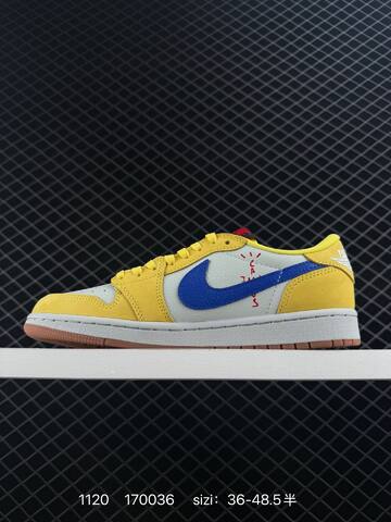 Jordan Air Jordan 1 Low OG SP Travis Scott DZ4137-106 White Yellow Blue Gum Brown EU 36-48 5 Sneaker - Unisex (BS-80229)